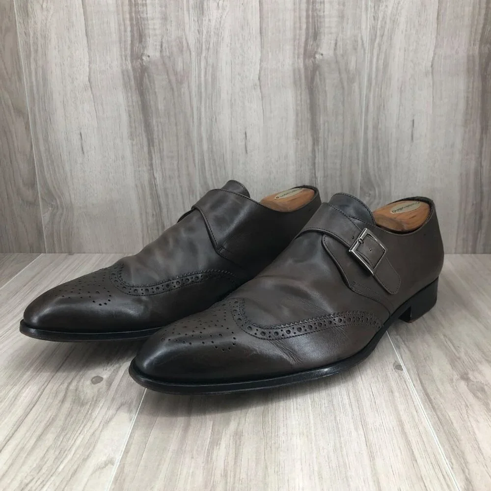 To Boot New York Monk Strap Shoes Men's Size 12 Brown Leather Single Oxfords